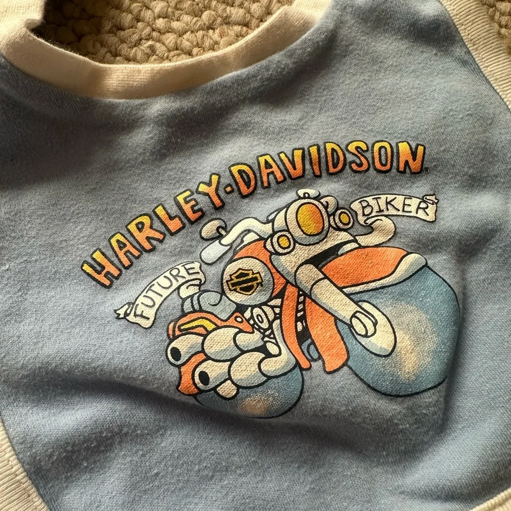 Harley-Davidson Blue and White Baby Bib